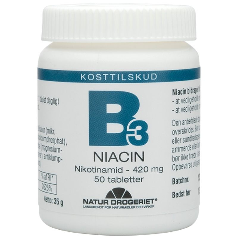 Kvarter miljø radium Natur Drogeriet B3 Niacin 420 mg 50 Pieces - Køb her - Nicehair.dk