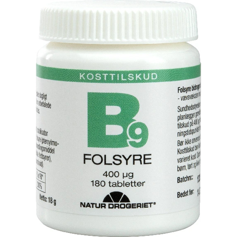 B9 Folsyre 400 mg, 180 stk., Natur Drogeriet - Natur Drogeriet - Vitamins - Buump